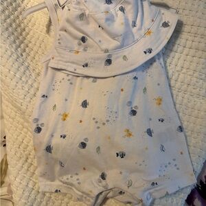 White Matching Hat Set with Celestial Print